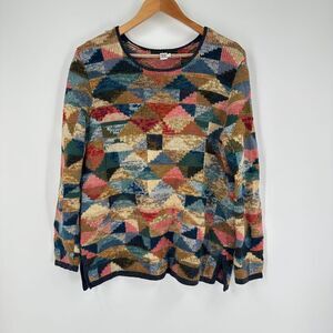 Peruvian Connection Large Womens  Chinese Carpet‎ Sweater Intarsia Flawed Hole